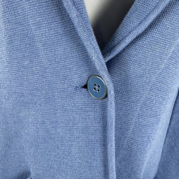 Talbots Sweater Blazer Jacket Large Blue Solid Cotton Blend Academia NWT CJ-1925 - Picture 4 of 10